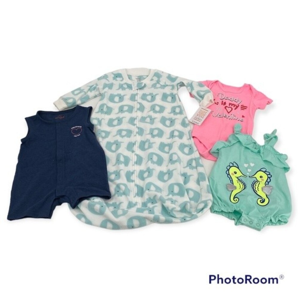 Cat & Jack Lot Of 4 One-Piece Bodysuit Multicolor Size 3-6m
